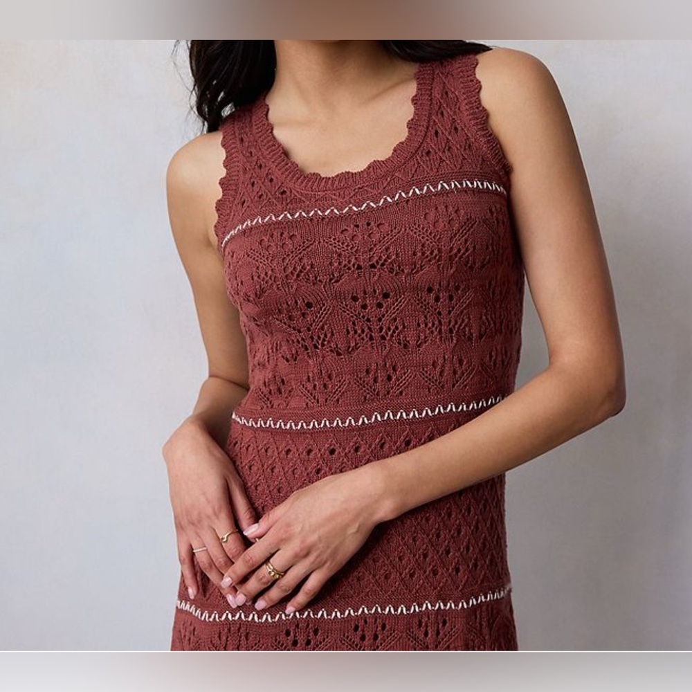 Sleeveless Crochet Maxi Knit Dress.‎ Burnt Orange Size XL Indie, Boho (NWT)